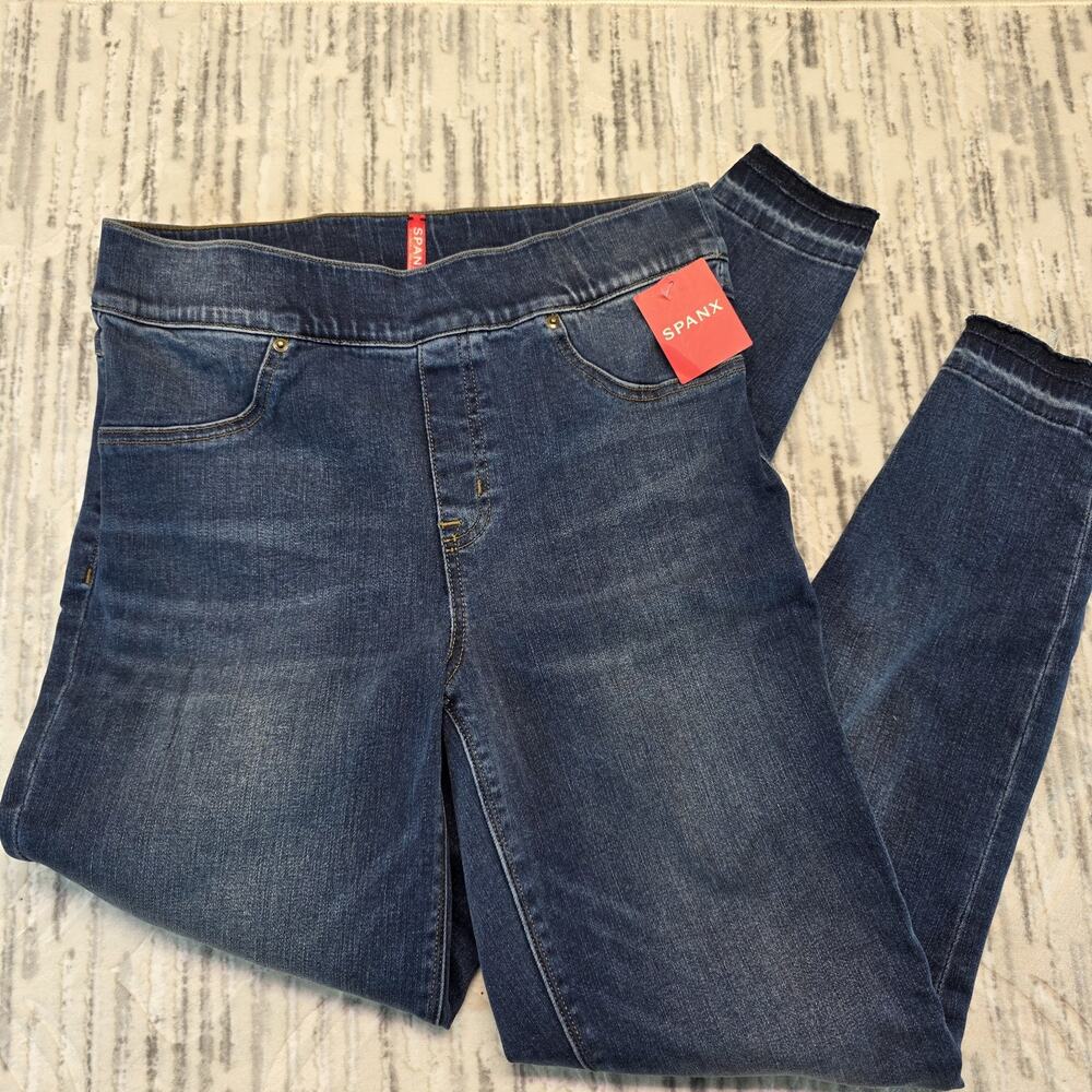 Spanx Distressed Denim Legging Medium Wash Blue NWT - Picture 4 of 8
